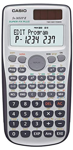 Casio FX-3650P programmierbarer Rechner 10+2 Stellen, 2-Zeilen-Display, Batterie/Solar, programmierbar