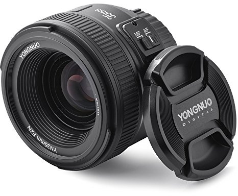 Yongnuo YN35 mm F2N Objektiv 1:2 AF/MF Weitwinkel Fixed/Prime Autofokus Objektiv für Nikon DSLR Kameras LF758