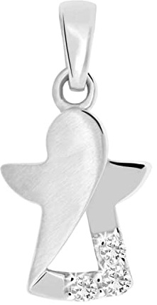 MyGold skyddsnål berlock vitguld 333 guld (8 karat) med stenar zirkon 15 mm x 6 mm inomhus öppen engelsk ängel dopp present modern Angel MOD-01592 e 8 karat (333) vitt guld, cod. A-01592-G313-CZC-whi