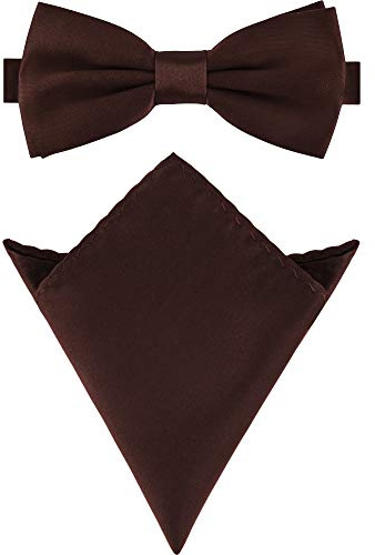 Ladeheid Herren Schmale Fliege & Einstecktuch Set M/P (12cm x 6cm, 22cm x 22cm, Braun)