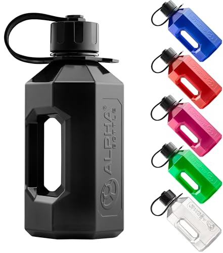 Alpha Designs | 1.6 Litre Water Bottle | Large Drinks Water Jug | Gym, Holiday, Travel | Black