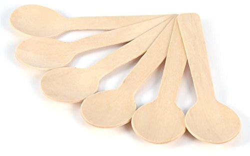 FTVOGUE 100 pz Monouso Cucchiai di Legno Gelato Tè Cucchiaio da Dessert 10 cm Posate Posate Forniture per la Casa Ristoranti Negozio Party