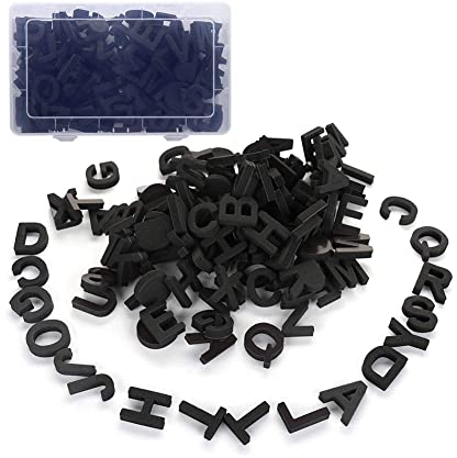 Doolland 124 magnetische Kühlschrank-Buchstaben mit Transportbox, Schwarz