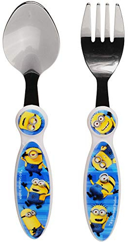 alles-meine.de GmbH 2 TLG. Set Besteckset - Edelstahl - Minions - ich einfach unverbesserlich - rostfrei BPA frei - Besteck - Kinderbesteck - Gabel + Löffel - für Kinder + Ba..