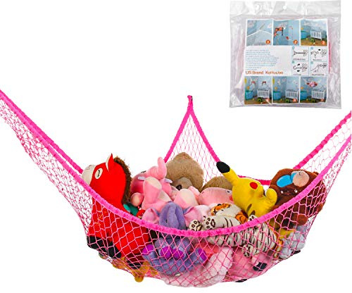 KOHUIJOO Toy Hammock, Stuffed Animals Hammock, Jumbo Toy Storage Net 83 Wall Sling Corner Extra Large Kids Children Mesh Toy Net Organizer (Pink, 83 Inch)