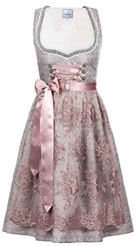 Edelnice Trachtenmode Exklusives Designer Midi Dirndl Aurelie inkl. Spitzendirndlschürze und Charivari Gr. 32-54 (52)