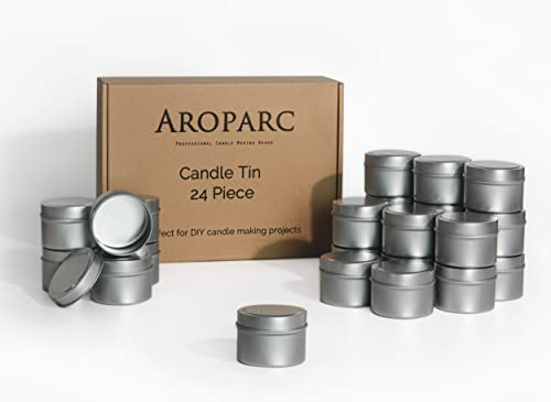 Silver Candle Tins 4oz for Candle Making, 24 Piece Candle Containers, Bulk Candle Jars for Candle Making - (Silver)