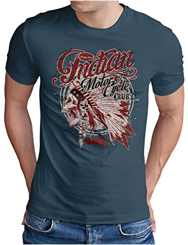 OM3® Indian-Motorcycle-Club T-Shirt | Herren | Skull Chopper Bike Motorbike | S - 5XL