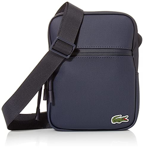Lacoste Sac croisé plat en PVC pour homme, Bleu Adriatique clair, taille unique