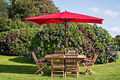 Bright Red Rectangular 3m x 2m Wooden Garden Parasol