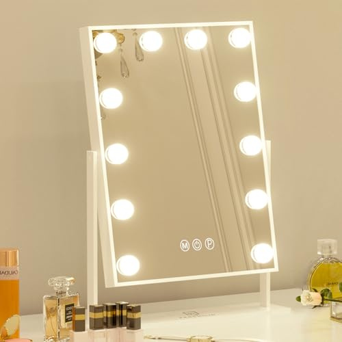 FENCHILIN Vanity Mirror Hollywood Makeup Mirror with Lights 12 LED Rotation