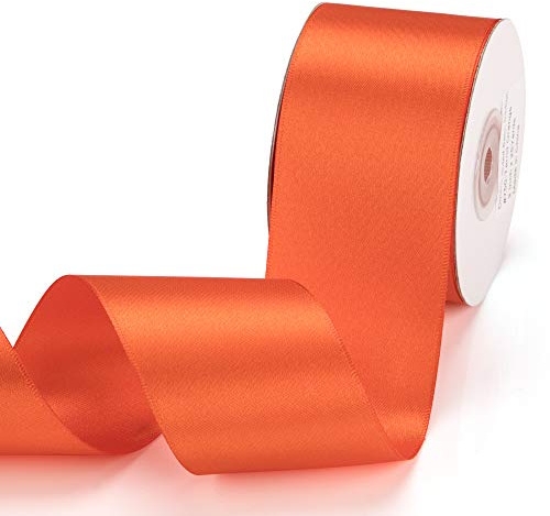 IHKFILAN Satinband, in Tarrid Orange (50 mm x 22.86 m), matt glänzendes Geschenkband, edles Schleifenband zum Dekorieren & Basteln, zum Einpacken besonderer Geschenke, für Hochzeiten, Taufen, uvm