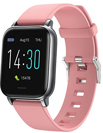 HUAHAP S50 Sports Smartwatch,Fitness Tracker with Heart Rate Blood Pressure Monitor,1.3 Touch Screen,IP68 Waterproof Pedometer Activity Trackers for Kids Women Men (Color : Pink)
