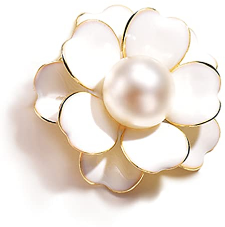 JJWNMLL Damen Blume Künstliche Perle Emaille Legierung Brosche Pin Weiß Corsage Kleidung Accessoires Stilvoll und Beliebt Langlebig, Legierter Stahl