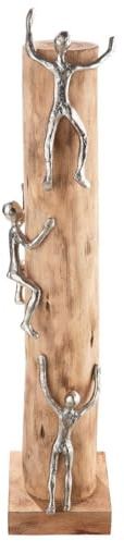 GILDE Deko Skupltur aus Holz/Aluminium - Kletterer - Bergsteiger - hoch hinaus - naturfarben- Höhe 55 cm