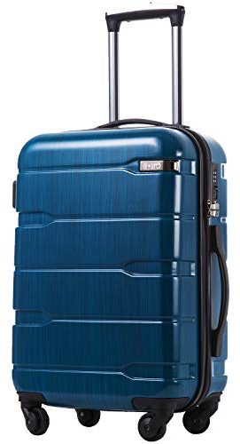 COOLIFE Hartschalen-Koffer Rollkoffer Reisekoffer Vergrößerbares Gepäck (Nur Großer Koffer Erweiterbar) PC Material mit TSA-Schloss und 4 Rollen