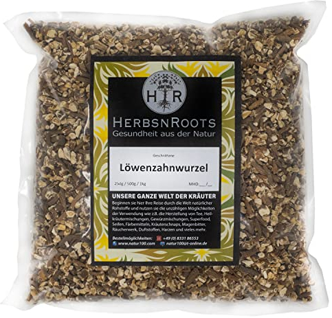 Löwenzahnwurzel 500g • Leber • Löwenzahn -Tee • getrocknet und geschnitten • Erste Wahl • hoher Wirkstoffanteil • ähnlich Schwedenkräuter • HerbsnRoots