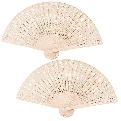 KIPTVO Vintage Wooden Folding Fan - Sandalwood Chinese Hand Fan for Wedding Ornament