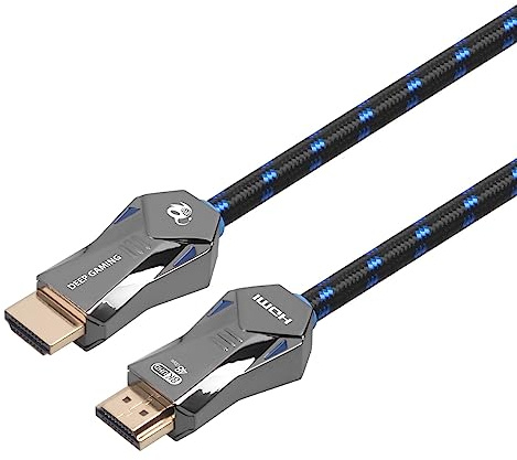 DeepGaming Cavo HDMI 2.1 48G Alta Velocità HDMI Cavo 4K120Hz 8K60Hz, Return Audio Migliorato eARC, Dynamic HDR Compatibile con TV, Xbox, PS4, PS5. Cavo intrecciato, 2 m, connettori dorati