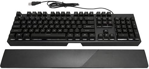 Bewinner Mechanische Gaming-Tastatur, Langlebige Metall-Gaming-Tastatur, Regenbogen-LED-Hintergrundbeleuchtung, Kabelgebunden, Schnelle Reaktionsfähigkeit, Abnehmbare Handballenauflage,