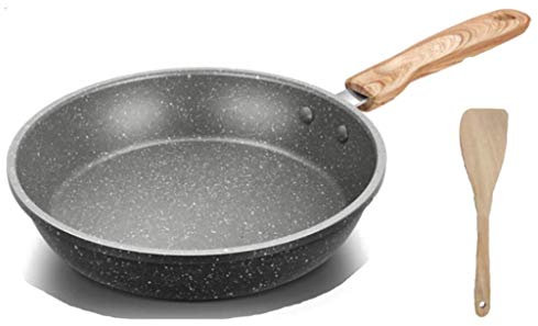 GaRcan Sartén, sartenes de aluminio con tapa de vidrio y mango de acero inoxidable: superficie para saltear antiadherente, ideal para cocinar huevos o tortillas (tamaño: 24 * 6 cm)