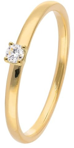 trendor Damen-Diamantring Gold 585/14K Brillant 0,06 ct 15884-56 Ringgröße 56/17,8