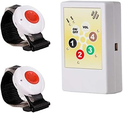 Helpline 2.0: Tragbarer Hausnotruf mit Notruf Sender für die häusliche Pflege, Pflegeruf Set mit 2X Armbandsender