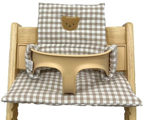 Sitzkissen für Stokke Tripp Trapp Hochstuhl, rutschfest Hochstuhl Sitzkissen Set, Bio-Baumwolle Baby Sitzkissen, Ersatzbezug Bezug Sitzkissen Kissen für Kinderhochstuhl, Babystühle mit Tasche (02)