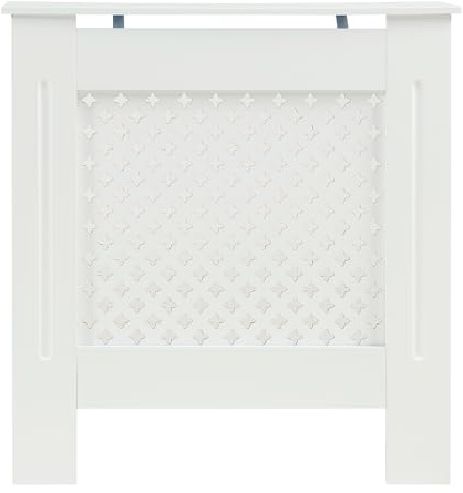 Panana Classic Radiator Cover Wall Cabinet, MDF Wood Cabinet Shelf Heating Covers for Living Room, Hallway,White Diamond Style (Small)