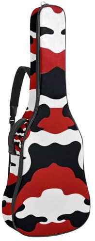 Gitarrentasche, Schöner Koffer für 40/41/42 Zoll Akustikgitarre, effiziente Aufbewahrung mit wasserdichtem Design, rotes Tarnmuster, Mehrfarbig Nr. 04, 42.9x16.9x4.7 in, Gitarrentasche