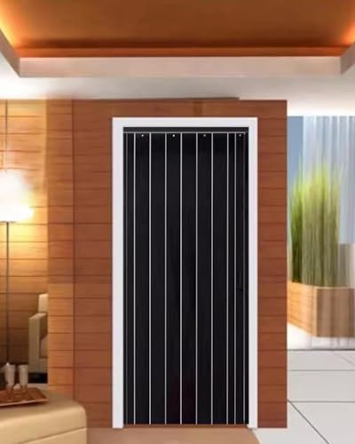 Oracra Schiebetür Schwarze Innenfalttüren mit Holzmaserung, PVC-Falttür mit Magnetschiebetür für Küche, Kleiderschrank, Verdunkelungsschranktüren, Raumteiler mit Griff(30x80in(76x203cm))