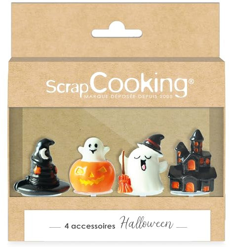 ScrapCooking 4 Decorazioni per torte di Halloween - Zucca, fantasma, maniero infestato, cappello da stregone, decorazioni per pasticceria, accessori per torte e cupcake - 4943