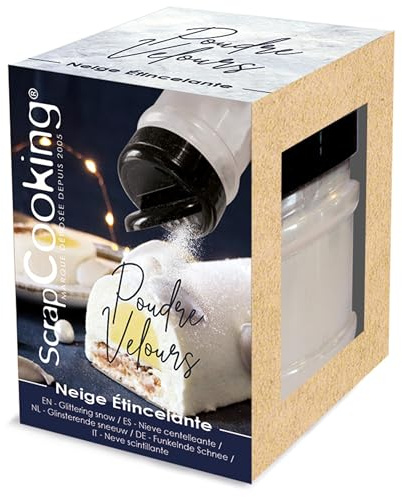 ScrapCooking - Essbarer Schnee Pulver - Deko für Torten, Kuchen - Velvet-Effekt - Lebensmittel Schneepulver Glasur Glitzer - Weihnachten, Geburtstag - Weiß - 8560