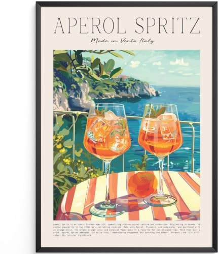 MJ-GRAPHICS® Aperol Spritz Poster Cocktail Wandbild A4 ohne Rahmen