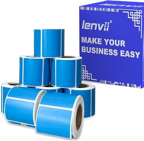 LENVII Blu Etichette Termiche 40mm x 30mm(1.57 x 1.18) 2000 Fogli - 8 Rotoli × 250 Etichette,Resistenti a Strappi/Acqua/Olio/Graffi Etichette Adesive Multiuso per casa,Adatto per stampanti termiche
