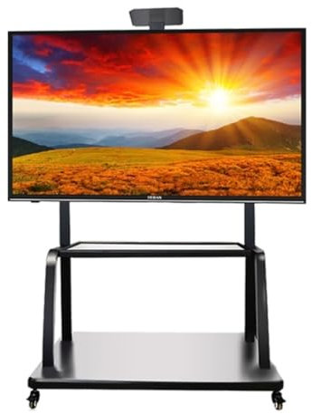 Universeller TV-Ständer für 40 - 86 Zoll Fernseher, höhenverstellbar, rollbarer TV-Wagen mit Medien-Regal, hält bis zu 100 kg, mobiler TV-Ständer mit Rädern