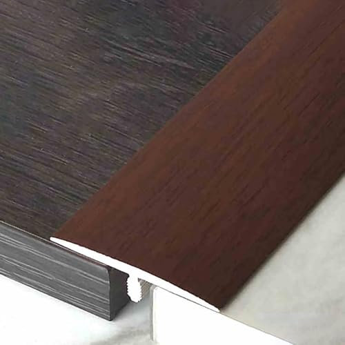 YHDMDQ PVC Bodeneinfassung Übergangsstreifen, Selbstklebende Übergangsschiene Für Holz/Laminat/Vinyl/Fliesenböden, T-Form Boden-Trennleiste Für Spalt(Light Walnut)