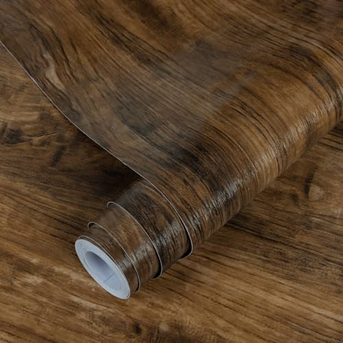 Decoroom Möbelfolie Selbstklebende Holzoptik 30x200cm | Klebefolie Möbel Dunkelbraun Wasserdicht Dekoration Folie für Möbel Wand,Küche Arbeitsplatte,Küchenschrank, Tische, Regale
