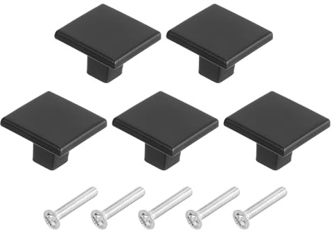 sourcing map 5 Pomos Cuadrados para Armarios, Pomo Cuadrado de 1,2 Pulgadas para Armarios de Cocina de Aleación de Aluminio Sólido Tirador de Cajón con Asa para Armarios de Cocina Dormitorio Cómoda