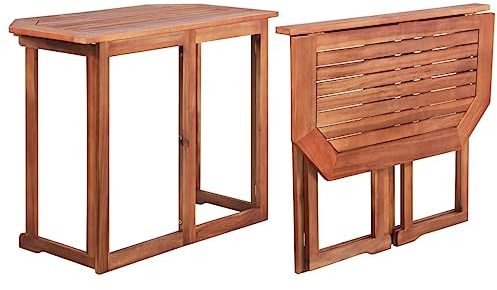 Myheimly Akazie Massiv Balkontisch Klapptisch Gartentisch Terrassentisch Tisch,Braun