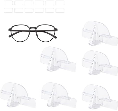 LINTRA 6 Stück Brillenhalter Wand, Transparent Brillenständer, Wandmontage Brillenaufbewahrung, Nasenpolster-Design, für Büro, Schlafzimmer, Arbeitszimmer
