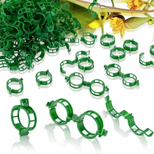 300 Pcs Pflanzenclips für Kletterpflanzen, Tomaten Rankhilfe Pflanzenklammern Kletterhilfe Pflanzen, Pflanzen Clips Blumenklammern, Kunststoff Tomatenklammern für Kletterpflanzen (300, Grün)