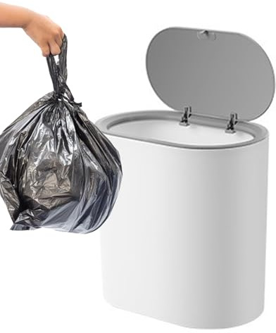 Genérico Cubo De Basura Con Tapa Presión - Papelera Antiperros Pequeños Con Tapa | Contenedor Funcional Estrecho Para Organización Moderna De Cocinas Del Hogar