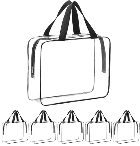 Confezione da 6 pezzi in PVC sacchetto portaoggetti giocattolo per bambini, sacchetto per il liquido, in PVC, trasparente, impermeabile, per la famiglia, colore: nero
