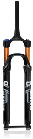 Forcella Ammortizzata Ad Aria MTB 27,5 29 Mountain Bike Forcella Boost 110*15mm Perno Passante Corsa 140mm Regolazione Del Ritorno Freno A Disco Bici Forcella Anteriore Bloccaggio Manuale(Gold Tapered