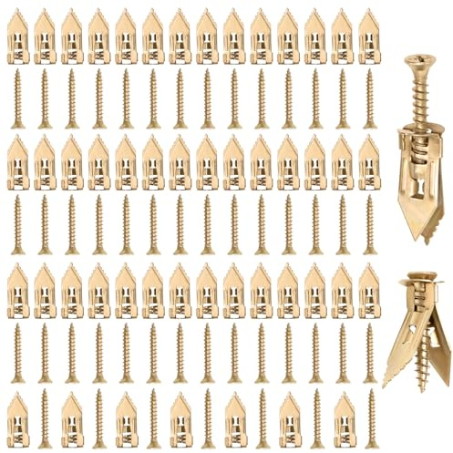 100 Pcs (50 Sets) Self Drilling Anchor Screws 30mm for Plasterboard, Drywall Anchors and Screws Heavy Duty, Cavity Wall Fixings for Wood Plaster Concrete Brick Walls
