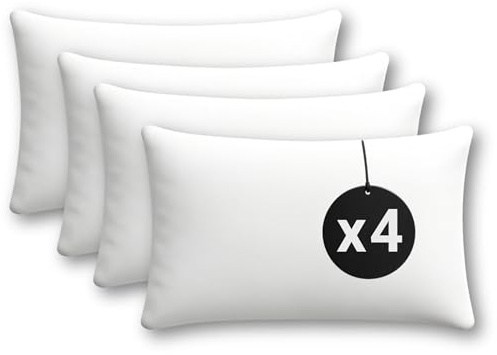 cuscini fiber Imbottitura Cuscini 40x60, Set da 4 Cuscini per Divano Anallergici Morbidi e Soffici, Cuscino Prodotto in Italia, Facile da Lavare