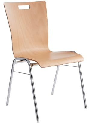 SCHÄFER SHOP Stapelstuhl Natur, Holz/Stahl, stapelbar, desinfektionsmittelbeständig, Sitzmaß 43 x 41 cm, Sitzhöhe 45 cm