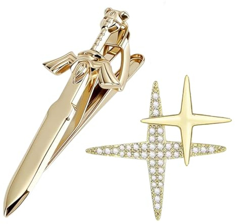 XFSRG Épée Pince à Cravate Homme Clip à Cravate avec Broche Croix Accessoires de Métalliques Distingués pour Costume pour Mariage Anniversaire Fête Des Pères