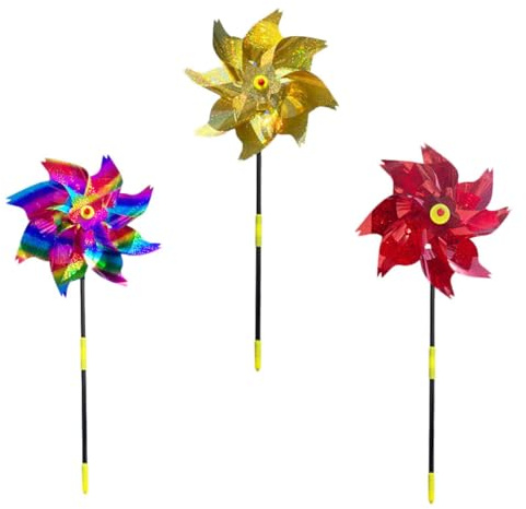 MAGICLULU Décoration Extérieure en Pet Moulin à Vent Octogonal Anti-Oiseaux 3 Pièces pour Éloigner Les Pigeons et Protéger Les Parcs pour Balcon et Jardin